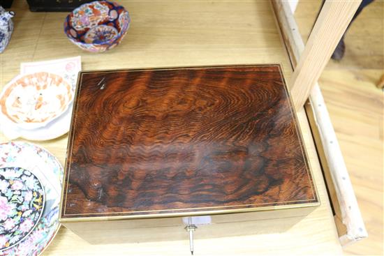 A Victorian rosewood toilet box length 34.5cm